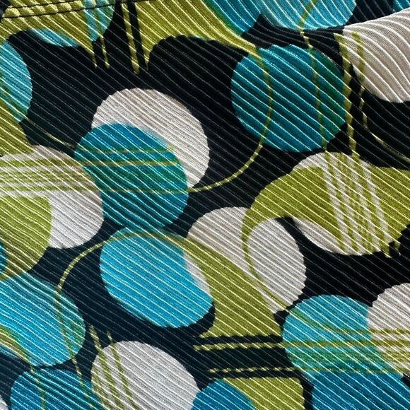 Elementz 2000s Y2K Blue Green Black Polka Dot Abstract Print Wrap Top Sz S - Picture 4 of 5